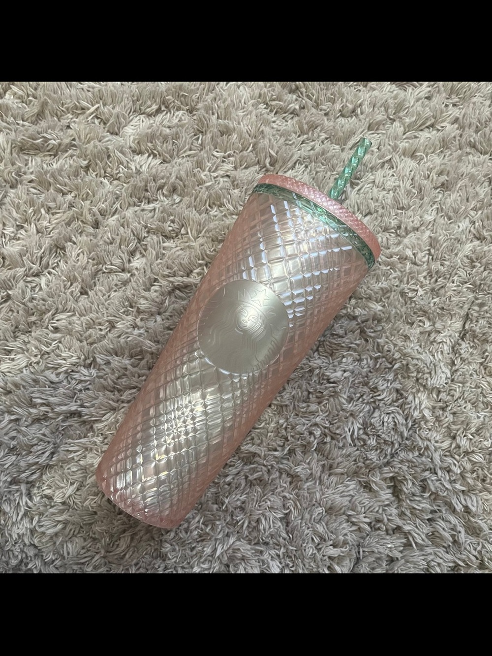 Starbucks 2023 Pearl Peach Jeweled Diamond Venti Cold Cup Tumbler 24 Oz